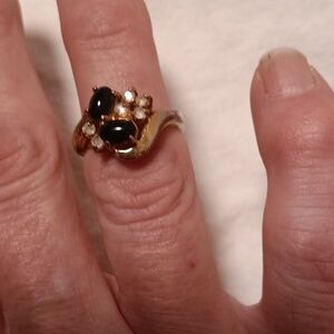 Onyx and diamond ring